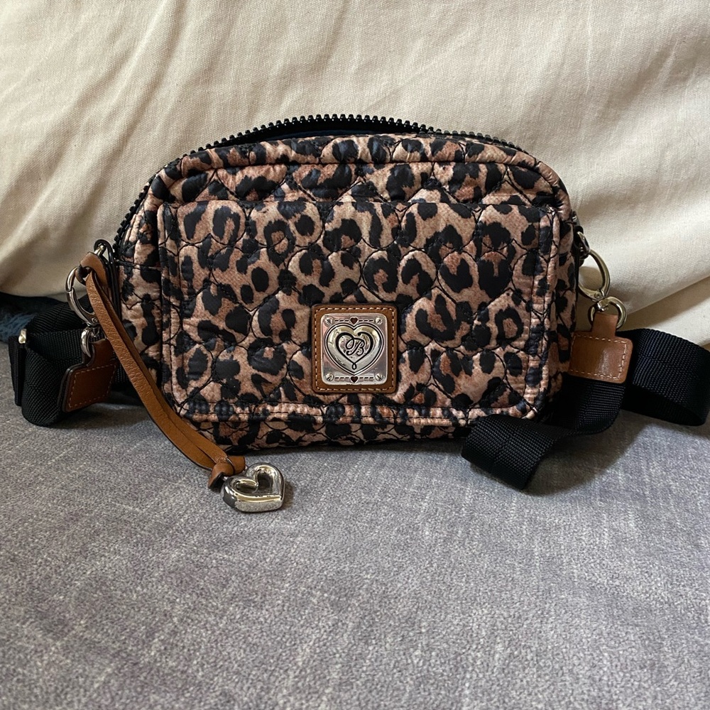Brighton leopard print knix utility purse EUC.